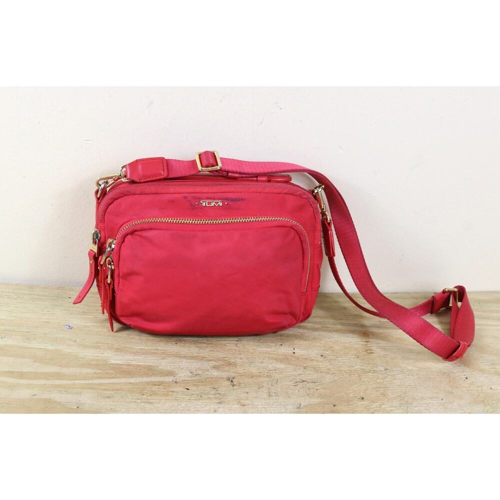 Tumi Bag Red Nylon Voyageur 8.25” Small Crossbody Clutch Shoulder Bag